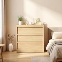 Commode moderne minimaliste à 3 tiroirs en bois aggloméré, meuble de rangement en bois massif pour salon et chambre, avec panneau MDF à glissière fluide