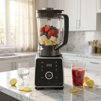 Mixeur Électrique Numérique Programmable Robuste 1400W, Capacité 2L, 3 Vitesses, Broyeur de Glace, 6 Lames, pour Smoothies et Jus, Usage Domestique