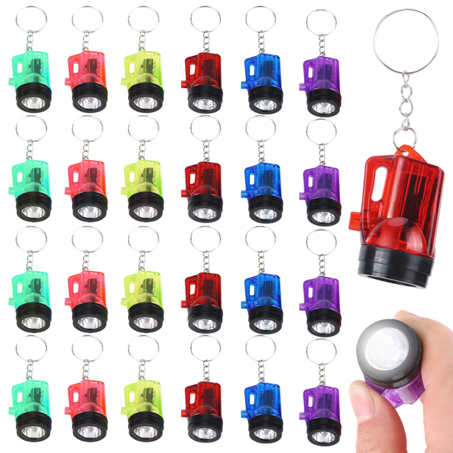 12pcs Mini LED Flashlight Battery Powered Pocket-sized Torch Multi-function Keychain Lamp Outdoor Hiking Emergency Torches