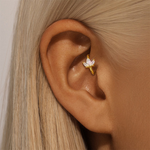 ROXI Single 925 Sterling Silver Triangle Horse Eye Crown Inlaid Zircon Cartilage Earrings and <b>Nose</b> Ring Piercing Jewelry S925 - Product Image 3