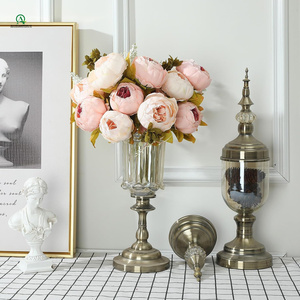 Ramo de flores de seda de peonía artificial, decoración de boda para el hogar, <span class=keywords><strong>rosa</strong></span> claro - Product Image 5