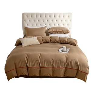 Ensembles de housse de couette douce avec passepoil Couvre-<span class=keywords><strong>lit</strong></span> Queen Size Ensemble de literie en microfibre Couverture de literie de luxe en gros - Product Image 1