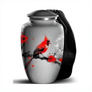Urna funeraria de cremación para cenizas para mujeres y hombres Urna decorativa Urna grande Cardenal roja con bolsa de terciopelo gratis - Product Image 1