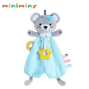 New Arrival Circus mouse custom soft animal baby security blanket toys wholesale for newborn