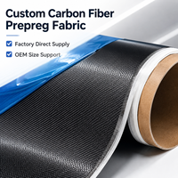 Tissu préimprégné en fibre de carbone 3K 200G, sergé bidirectionnel, en rouleau, avec film de protection et système de résine personnalisé pour le lamination