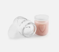 Mini pot à dessert en verre transparent de 100 ml, 150 ml, 250 ml, avec couvercle, motif cœur en relief, pour yaourt et pouding