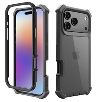 Étui de protection complet 3 en 1 de luxe pour iPhone 16 15 Pro Max, coque de téléphone en TPU et PC antichoc, coque arrière pour téléphone portable