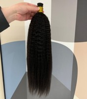 Extensions de cheveux brésiliens vierges en gros, lisses et crépus, à micro-anneaux, pointe en I
