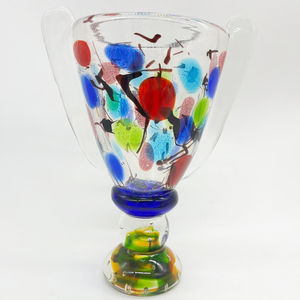 हस्तनिर्मित मुरूनो ग्लास आर्ट डेको डिजाइन टेबलटॉप ट्रॉफी वैस कलात्मक विशेषता अद्वितीय क्रिस्टल वेस - Product Image 2