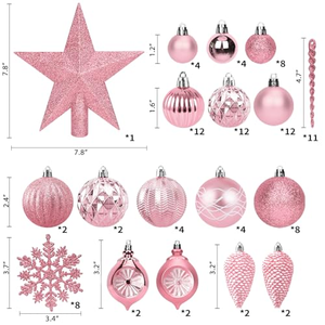 ชุดกล่องของขวัญขนาดใหญ่ตกแต่งคริสต์มาสสีโรสโกลด์ พร้อมลูกบอลประดับตกแต่งคริสต์มาส - Product Image 4