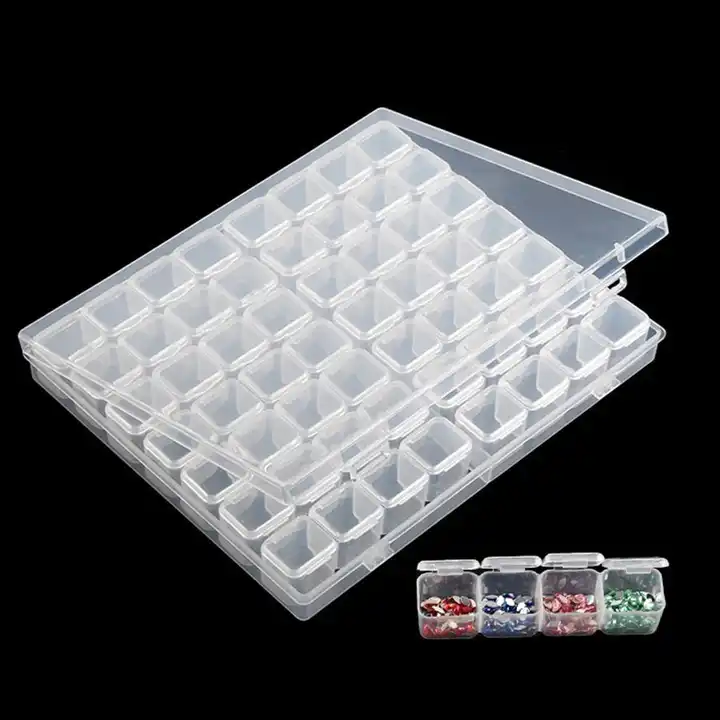 56 Grids Plastic Jewelry storage box storage Detachable transparent Pill  box of Diamond Painting Accessories for DIY Craft