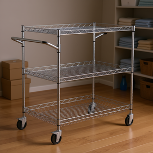 Db 3 Tier Rolling Utility Cart 30x18x32.4 Inch Stainless Steel <b>Kitchen</b> <b>Storage</b> Cart With Wheels And Hooks - Product Image 2