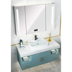 Tủ Vanity Phòng Tắm Thời Trang Phong Cách Mỹ Xanh 60 Inch Cho Phòng Khách