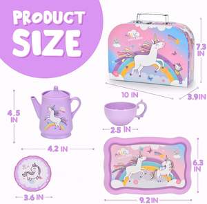 Unicorno <span class=keywords><strong>Tea</strong></span> Party Set principessa finta Play in plastica prescolare teiera e tazza di plastica gioco da tè giocattoli da cucina per bambini - Product Image 5