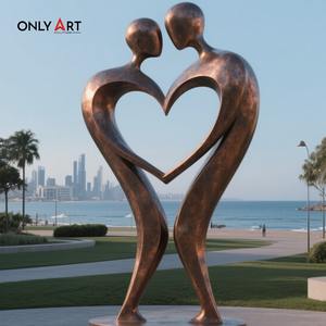 รูปปั้นทองสัมฤทธิ์รูปหัวใจคู่รักพิมพ์ลายเฉพาะรูปปั้นคู่รักทันสมัยรูปปั้นบรอนซ์คู่หัวใจ - Product Image 5