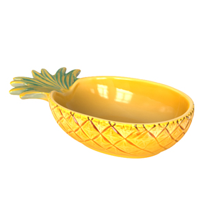 צלחת אוכל קרמית בעיצוב אננס בעבודת יד, ציפוי חלק בהתאמה אישית, מזין לחיות מחמד, לקולקציות בנושא חוף וטרופי - Product Image 1