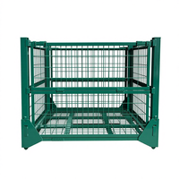 Cage de stockage en treillis métallique pliable en acier, empilable et personnalisable, compatible avec les chariots élévateurs, capacité de 1000 kg