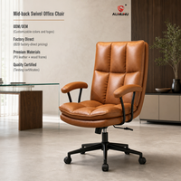 Chaise de bureau pivotante à dossier moyen ALINUNU, directement de l'usine, pour bureau à domicile, chaise de bureau ergonomique moderne en cuir PU