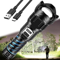 Linterna LED de Largo Alcance, Nueva Pantalla Digital, Luz Potente Recargable, Ultra Brillante, Interruptor Doble, Linterna para Exteriores