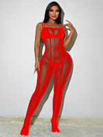 Bodysuit en Soie Transparente Sexy et Exotique en Maille, Lingerie Sans Entrejambe pour Femme G045