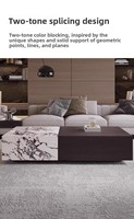 Table basse moderne en dalle de marbre, design minimaliste, structure en bois massif, espace de rangement, idéale pour les petits salons