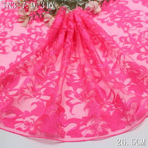 Encaje Bordado Floral <span class=keywords><strong>Rosa</strong></span> Brillante de 26 cm, Diseño Francés Ecológico, Encaje Bordado de Malla para Ropa de Mujer y Lencería - Product Image 6