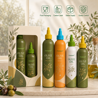 Bouteille d'huile d'olive mate de qualité alimentaire en gros, bouteille souple en plastique PET pour sauce, bouteille Graza avec bouchon à bec verseur pour huile capillaire