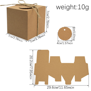 Quảng trường Nâu Wedding party favors kẹo nhỏ Kraft hộp giấy sinh nhật bé tắm quà tặng bao bì Kraft hộp giấy với tag - Product Image 2