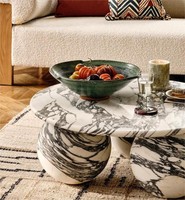 YUSHI personnalisé décor français moderne rond table basse en marbre naturel pour meubles de salon à la maison