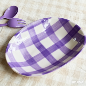 Assiettes ovales en céramique brillantes colorées avec décalcomanie de lignes couleur et logo intéressants personnalisés pour le plat de poisson de fruits de salade de restaurant à la maison - Product Image 4