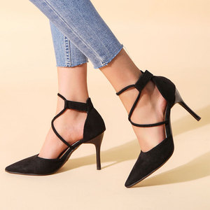 <span class=keywords><strong>Scarpe</strong></span> con <span class=keywords><strong>Tacco</strong></span> Alto da Donna con Cinturino Incrociato Modello Slim a Punta Nuove Primavera ed Estate Versatili ed Eleganti a Taglio Basso - Product Image 6