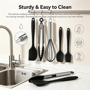 Accessoires de cuisine, 5 pièces, outils de cuisson antiadhésifs, spatules en silicone résistantes à la chaleur - Product Image 5
