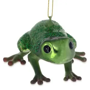 Cam kolye noel partisi süslemeleri yeşil kurbağa cam noel dekorasyon