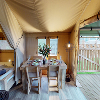 Tentes de safari de luxe préfabriquées modulaires en PVC avec poêle à bois, tente de glamping yurt