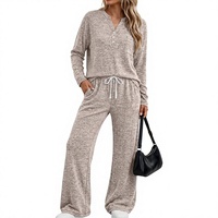 LILLUSORY Ensemble de survêtement décontracté 2 pièces pour femme, coupe ample, sans col, long, en polyester, rayonne et élasthanne, idéal pour l'automne et les voyages
