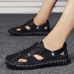 Hand Sewn Hollow Leather <b>Sandals</b> For Men Flexible <b>Closed</b> <b>Toe</b> Casual <b>Sandals</b> Lightweight Daily Shoes Suitable For Summer Urban - Product Image 4
