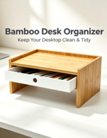 Organizador de Escritorio de Bambú Natural, Organizador de Cajones para Almacenamiento en Escritorio, Soporte para Suministros de Oficina, Mini Gabinete de Almacenamiento para Maquillaje