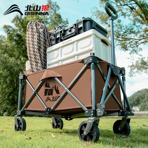 Beishanlang Camping <b>Cart</b> 4-Wheel <b>Foldable</b> Metal Outdoor Picnic Transport Vehicle - Product Image 4