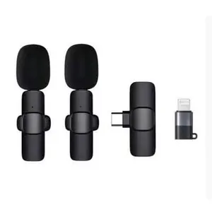 K8 K9 canlı akış klip ios mikrofon tipi c şarj ile mini kablosuz yaka yaka mikrofon