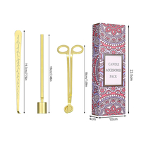 Ensemble de 3 outils de luxe en acier inoxydable multicolores pour bougies, avec logo personnalisable, coupe-mèche, éteignoir et accessoires de parfumerie HJ