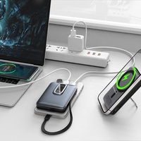 Power Bank Nirkabel Magnetik Mini Ultra Tipis ABS Portabel 10000mAh 20W 15W Pengisian Cepat Layar LED Antarmuka Tipe C Terintegrasi
