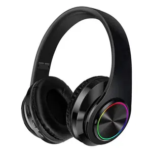 Auriculares con luces LED de colores, auriculares plegables portátiles B39, auriculares inalámbricos, reproductor de MP3 con micrófono, auriculares BT