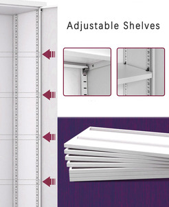 خزانة تخزين معدنية بتصميم عصري مع أرفف قابلة للتعديل وبابين قابلين للقفل، خزانة للمرآب والمطبخ - Product Image 5