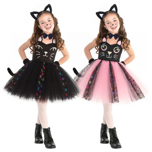 Costume da Gatto Senza Maniche per Halloween per Ragazze, Abito Tutu con Paillettes, Copricapo e Coda, Regalo per Feste di Compleanno, Abito Elegante per Feste - Product Image 6