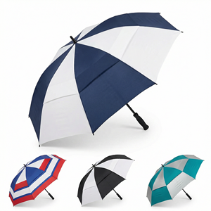 Parapluie de golf personnalisé grand format à ouverture automatique, double toit, imperméable et coupe-vent, avec logo - Product Image 1