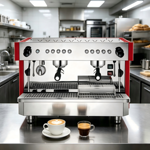 Cafe Commercial Double Head Semi <b>Automatic</b> Espresso <b>Machine</b> Stainless Steel <b>Coffee</b> Maker With Wand - Product Image 1