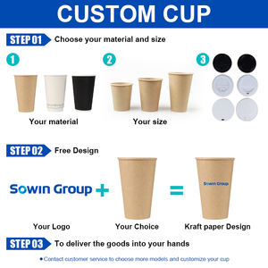 Gobelet à café ou à lait en papier kraft imperméable, biodégradable, recyclé, avec fenêtre, logo personnalisé, jetable, OEM/ODM - Product Image 4