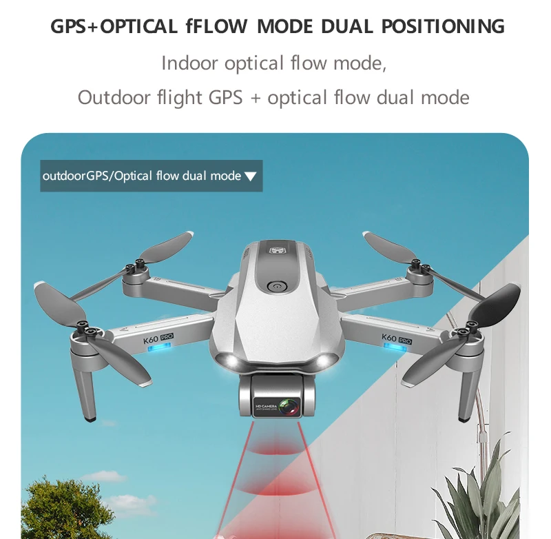 K60 Pro Drone, GPS+ OPTICAL fFLOW MODE DUAL POSITIONING Indoor