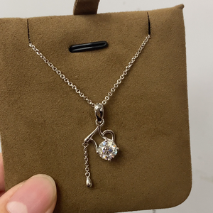 Horóscopo - Collar con Colgante de Diamante Cultivado en Laboratorio de 1 Quilate, Corte Redondo, VVS, Plata de Ley 925, Signo Acuario - Product Image 3