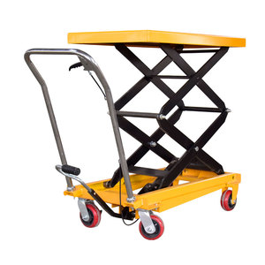 Truk <span class=keywords><strong>Platform</strong></span> Angkat Gunting Hidrolik Listrik Portabel 500kg, Jarak Bebas Tanah 0.3m, Penggunaan Pertanian, Penanganan Dorong Sederhana - Product Image 1